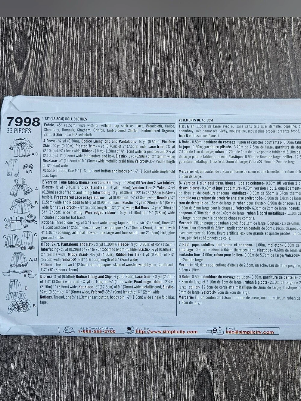 NEW Simplicity 7998 18